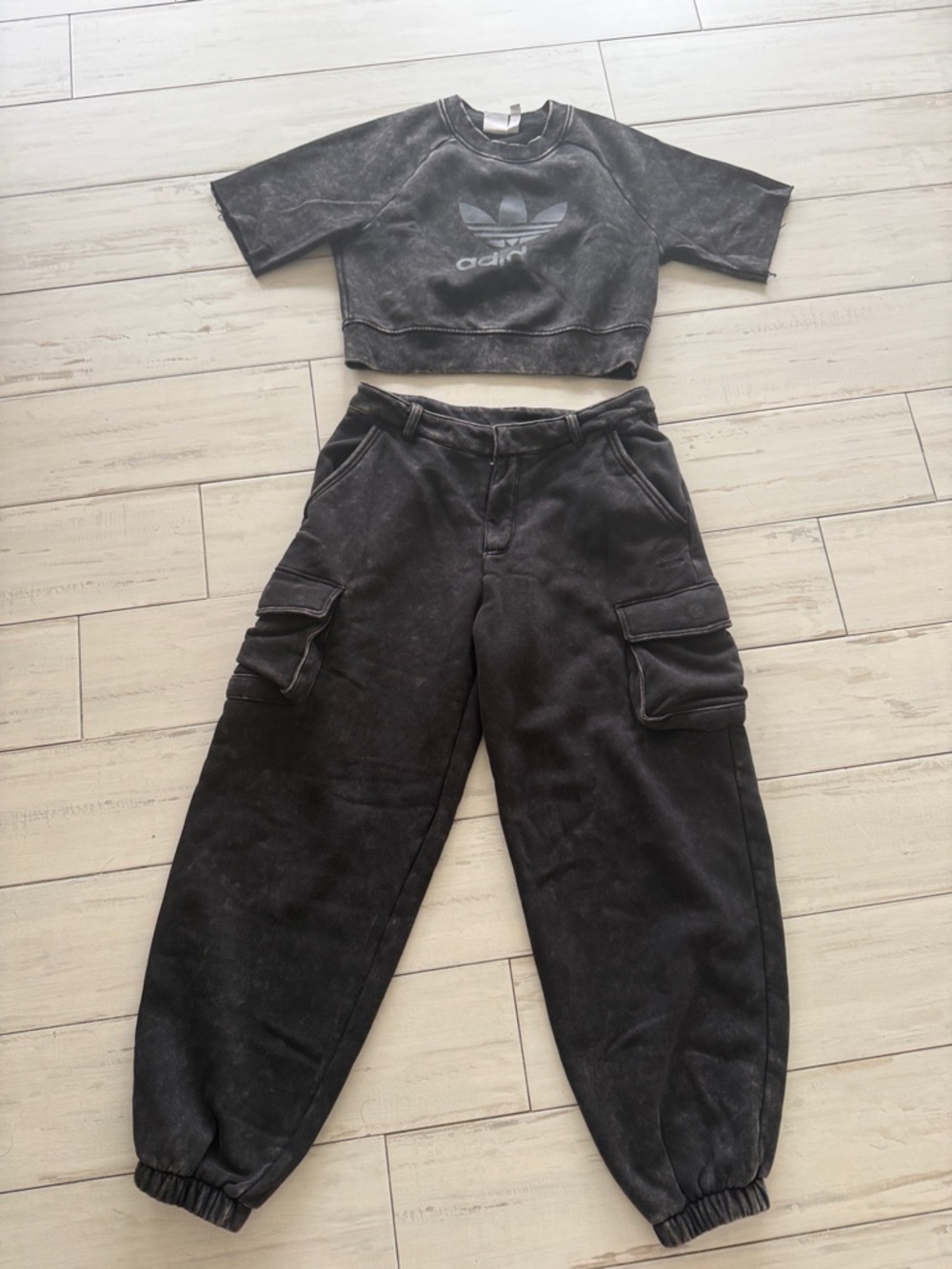 adidas Black Washed Cargo Jogger Pants